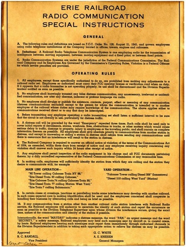 Erie Railroad Radio Communication. 1945 chs-005814
